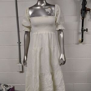 Elegant White Smocked Dress